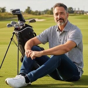 FootJoy Mens XL Navy Blue White Striped ProDry Golf Polo Shirt Short Sleeve FJ